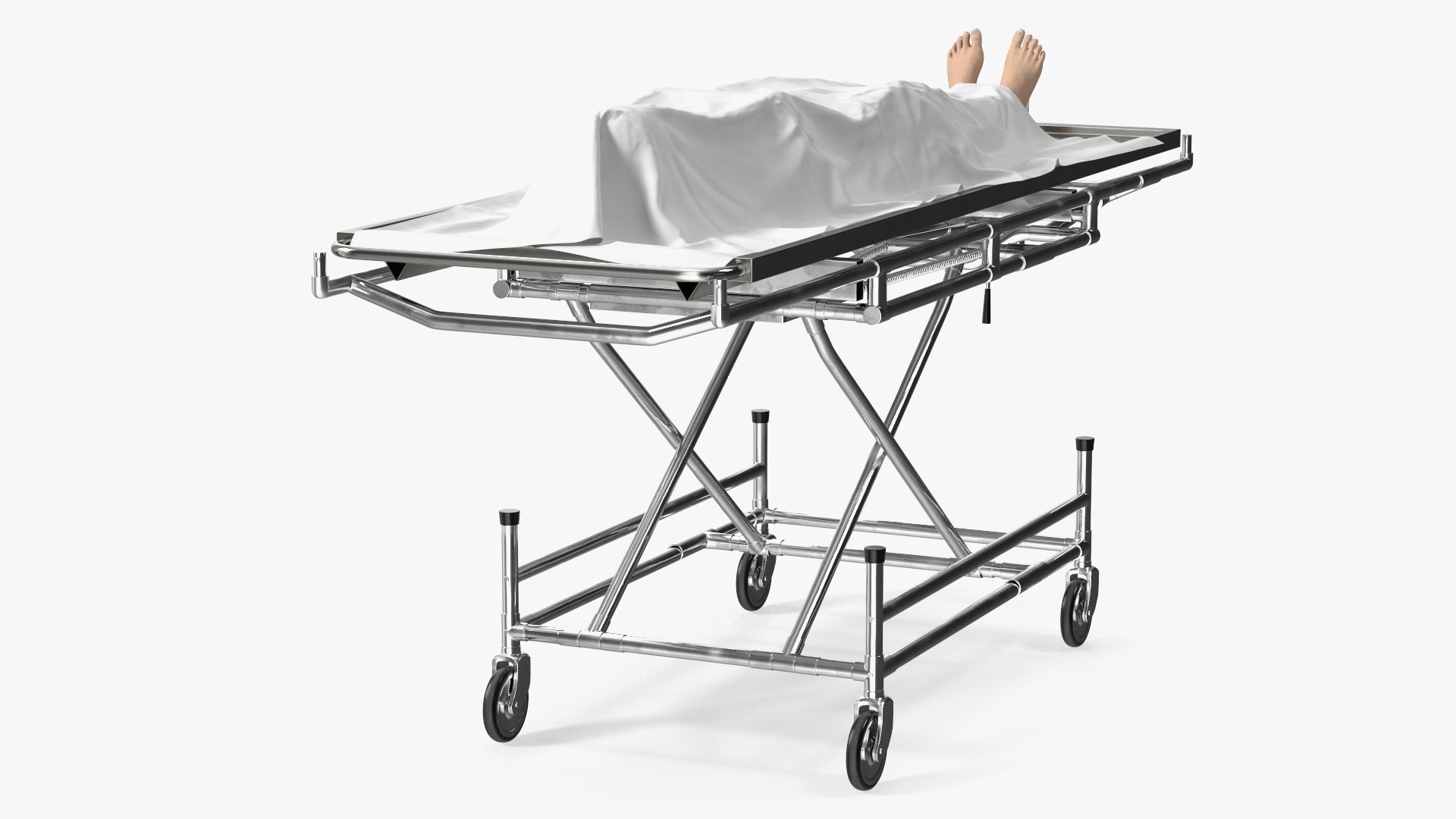 3D Morgue Gurney with Female Corpse and Tray - TurboSquid 2015824