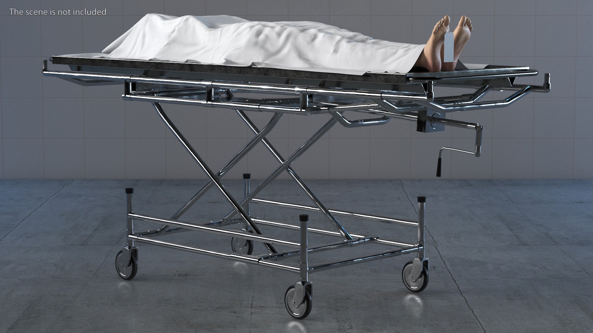 3D Morgue Gurney with Female Corpse and Tray - TurboSquid 2015824