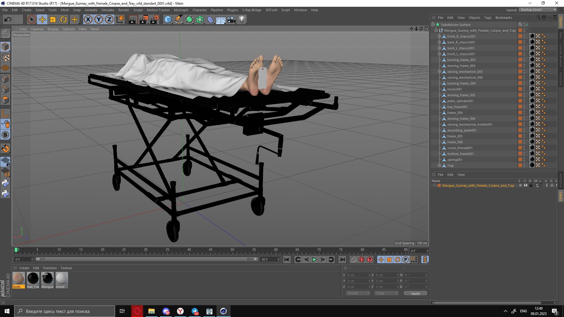 3D Morgue Gurney with Female Corpse and Tray - TurboSquid 2015824