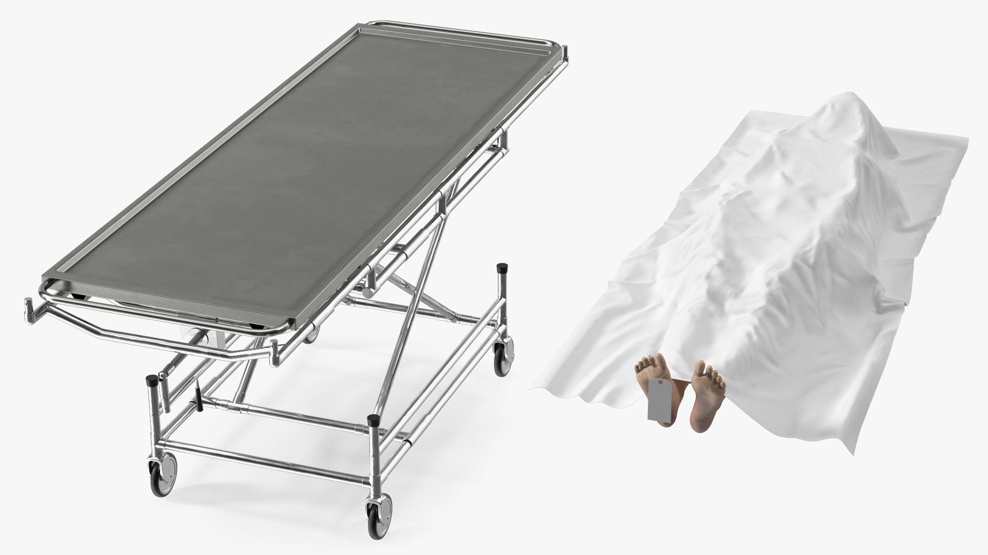 3D Morgue Gurney with Female Corpse and Tray - TurboSquid 2015824
