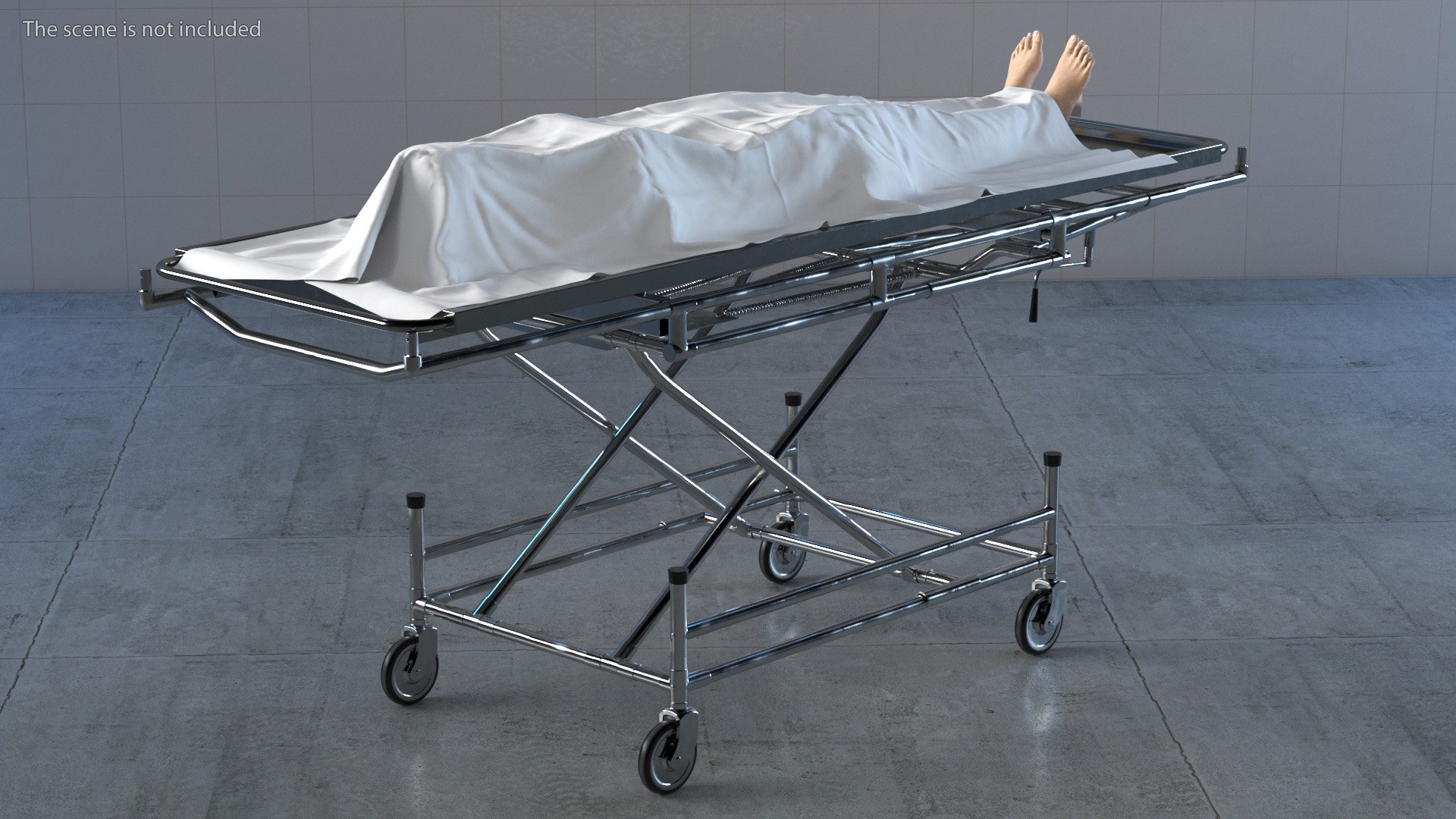 3D Morgue Gurney with Female Corpse and Tray - TurboSquid 2015824