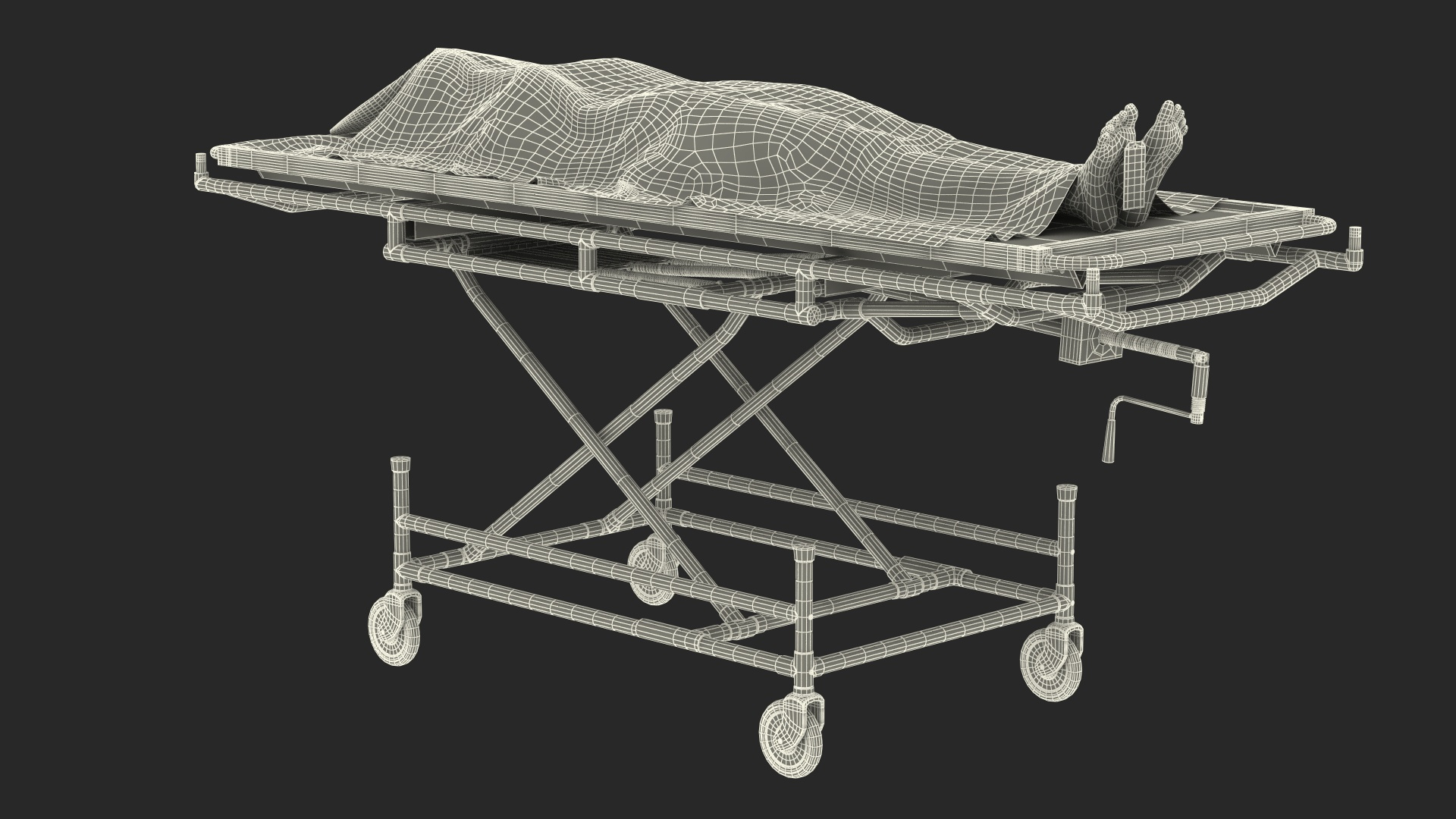 3D Morgue Gurney with Female Corpse and Tray - TurboSquid 2015824
