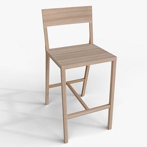 Simple Wood Bar Chair for Interior Design 3D