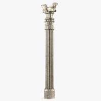 Ancient Marble Column with Sculpted Animal Capital