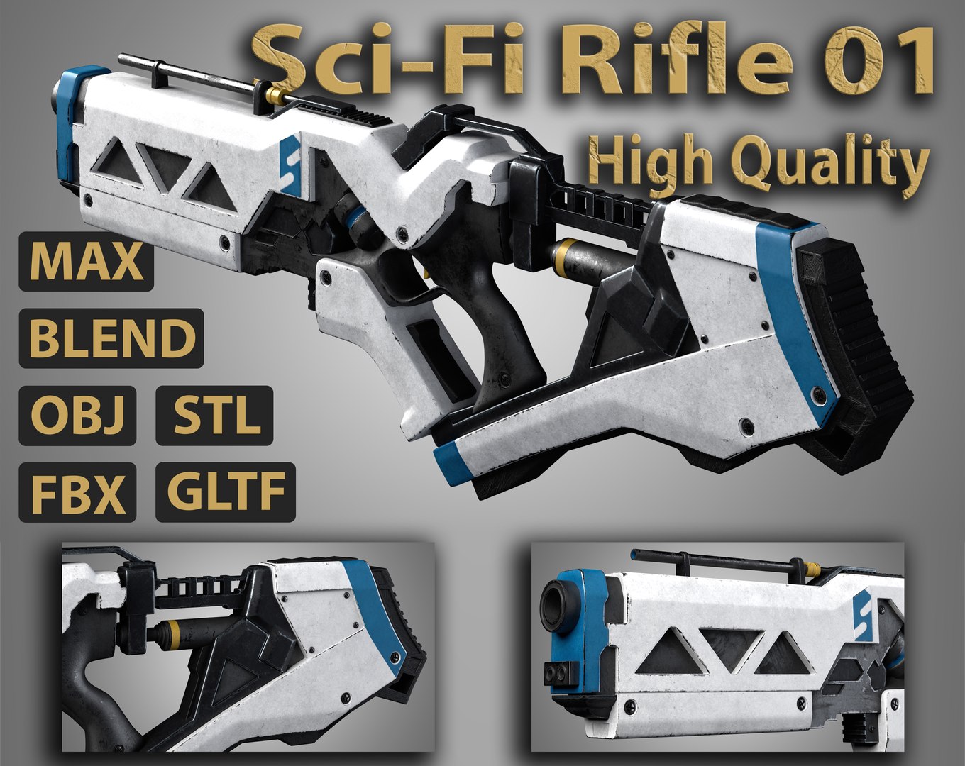 3D Sci-Fi Rifle 02 Model - TurboSquid 1990615