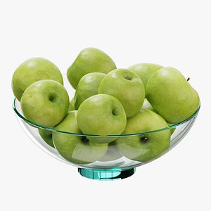 Glass footed fruit bowl set 18 3D model