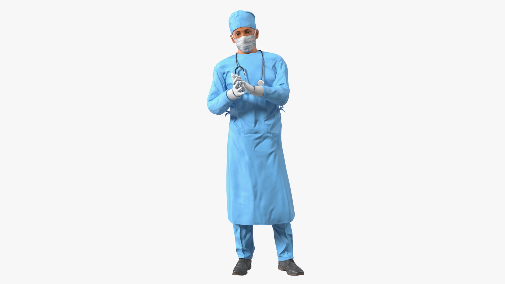 Surgeon Doctor in Mask Rigged 3D model preview