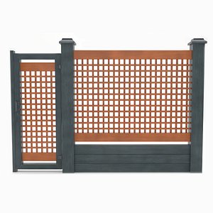 Woden modern fence with door 3D model