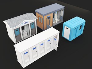 Modular Portable Toilets Collection 3D Model