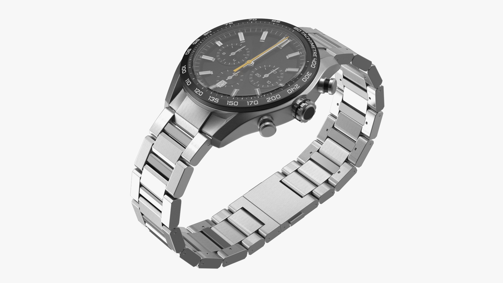 Chronograph Mechanical Watch Black Dial 3D model preview