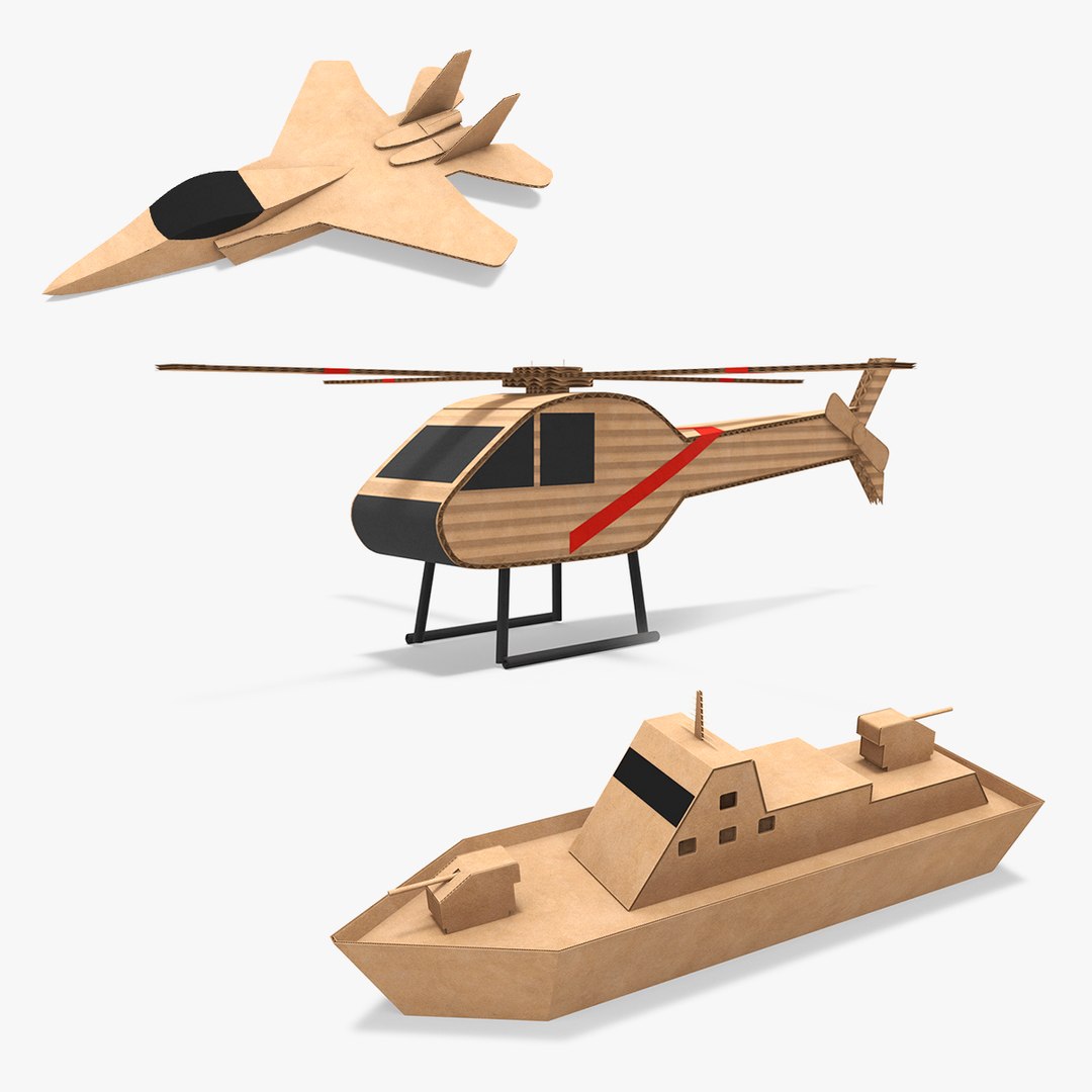 Cardboard Toy Vehicles Collection 3D model preview