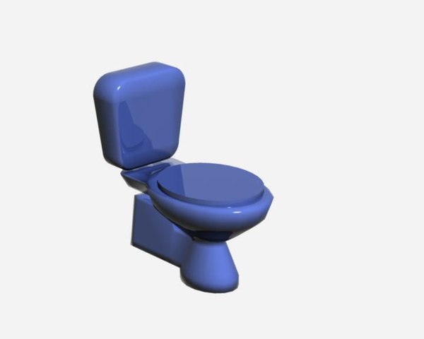 3d model blue toilet