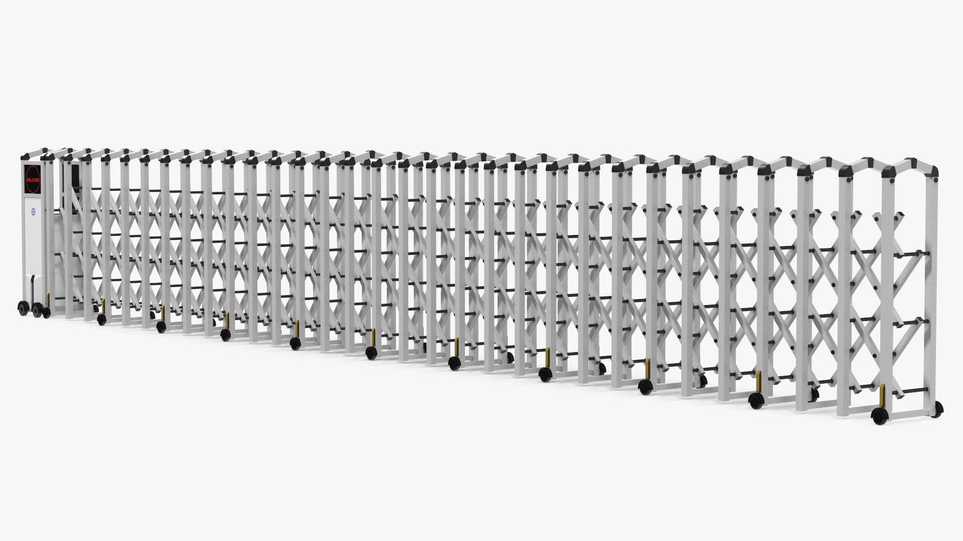 Electric Trackless Foldable Gate 10m Rigged 3D model preview