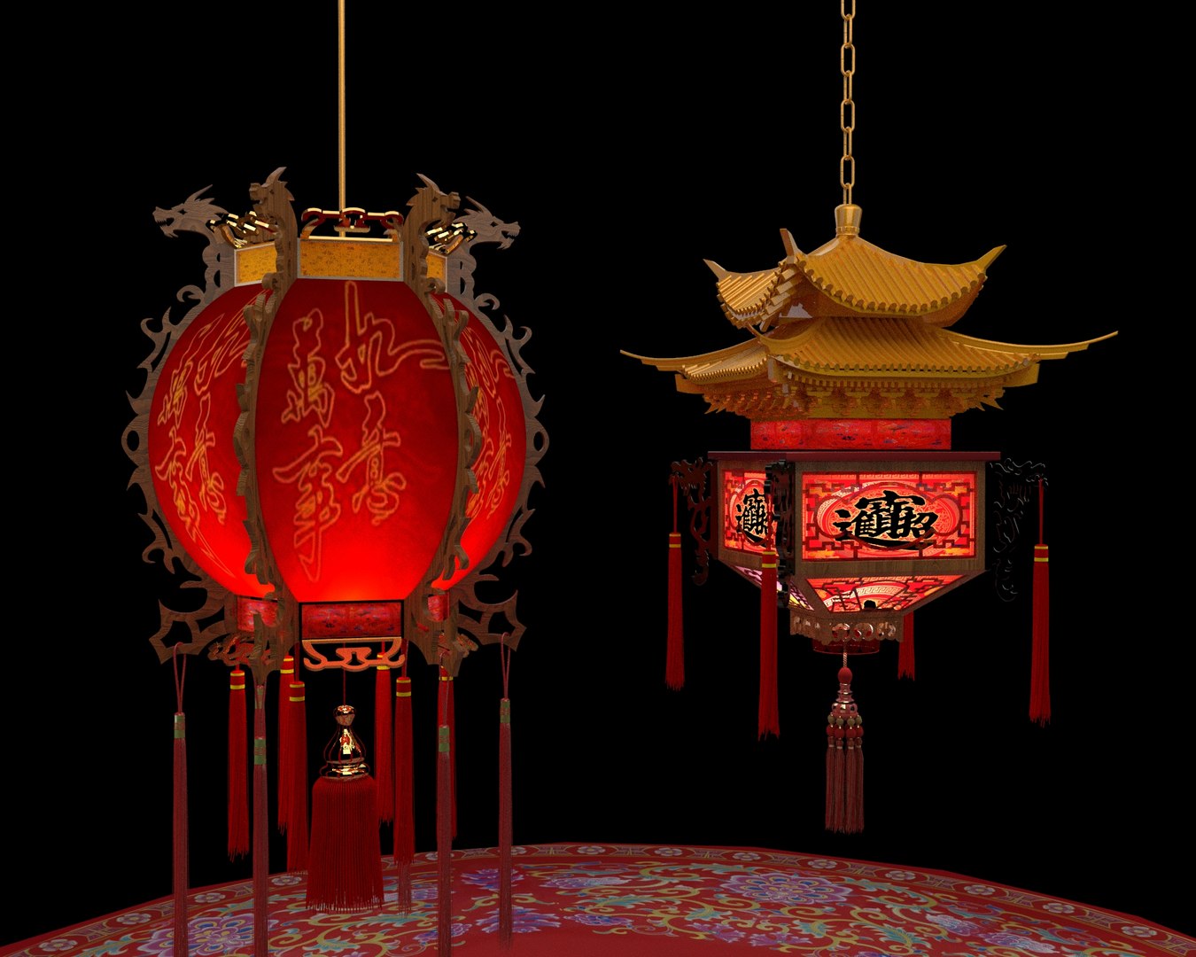 3D Model Chinese Red Lantern - TurboSquid 2220783