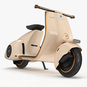 Modern Electric Scooter Vespa 98 Beige Parked