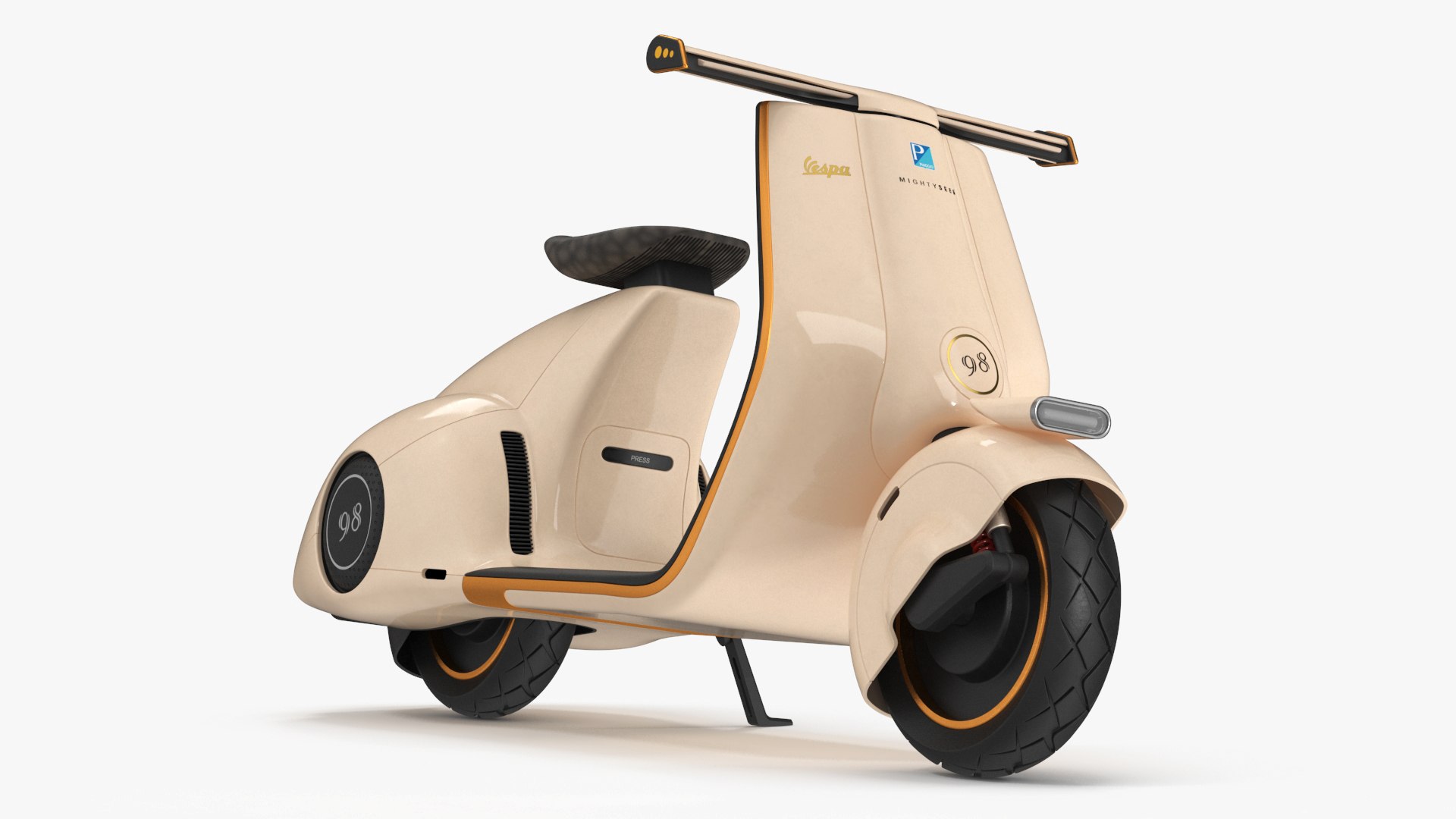 Modern Electric Scooter Vespa 98 Beige Parked 3D model preview