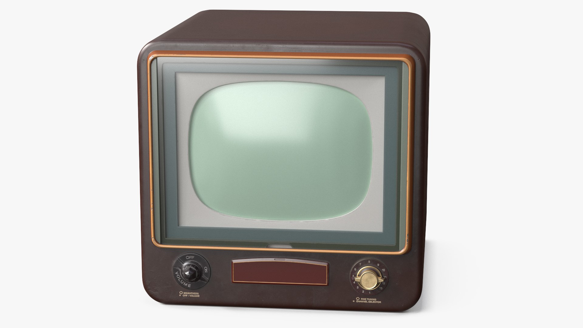 Vintage Tube Television 1950s Brown 3D model preview