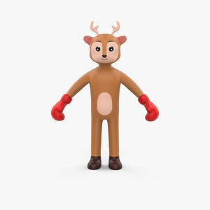 Boxing Deer Animal Animated