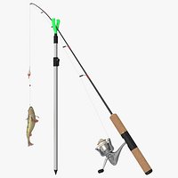 Spinning Rod in Holder with Yellow Perch Catch