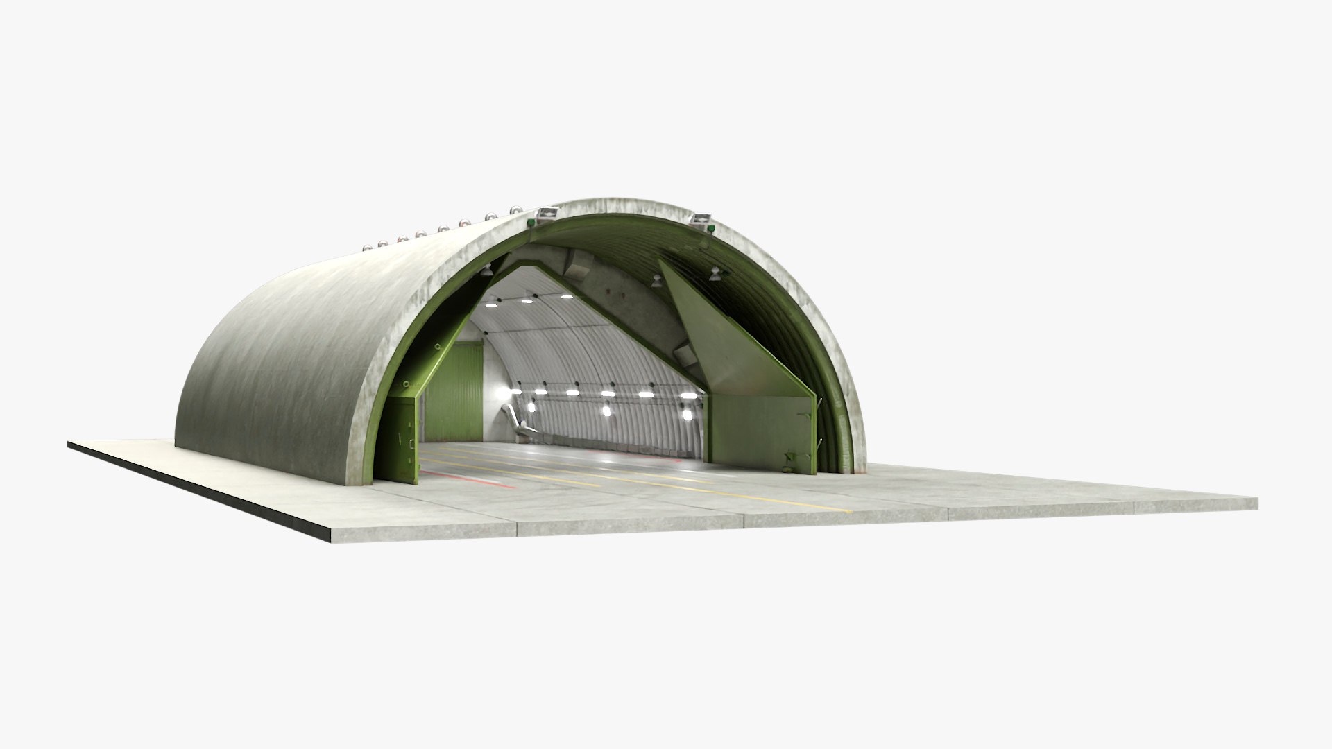 Hardened Aircraft Shelter Open 3D model preview