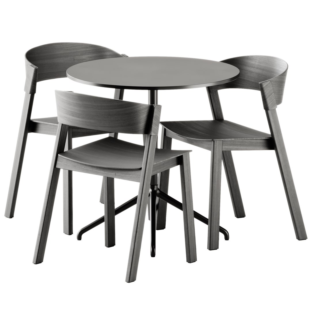 Cover Side Chair And Still Cafe Table Round By Muuto 3D Model ...