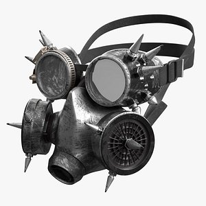 Burning Man Gas Mask Glasses with Spiked Protective Gear Silver Old