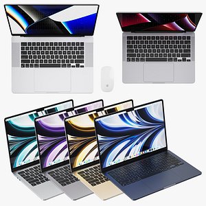Apple MacBook Air M2 2022 and Pro 14-inch and 16-inch 3D