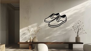 Laced Shoes Outline Wall Decor Art