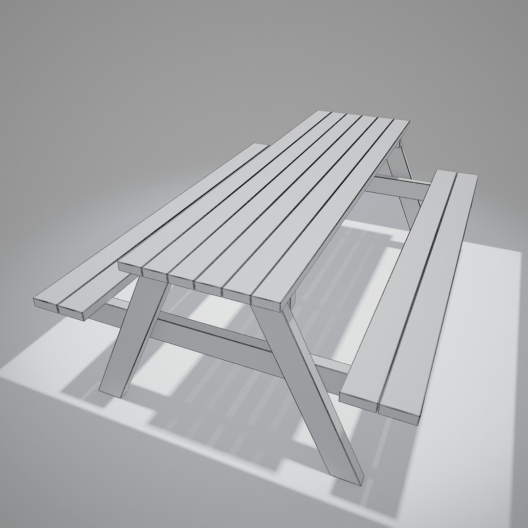 3d v-ray bench table double model