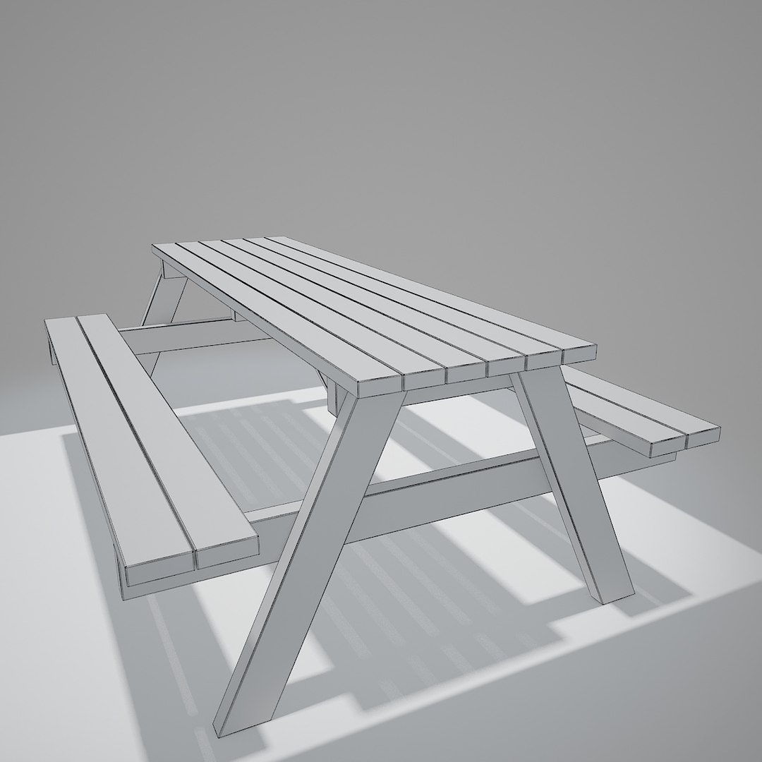 3d v-ray bench table double model