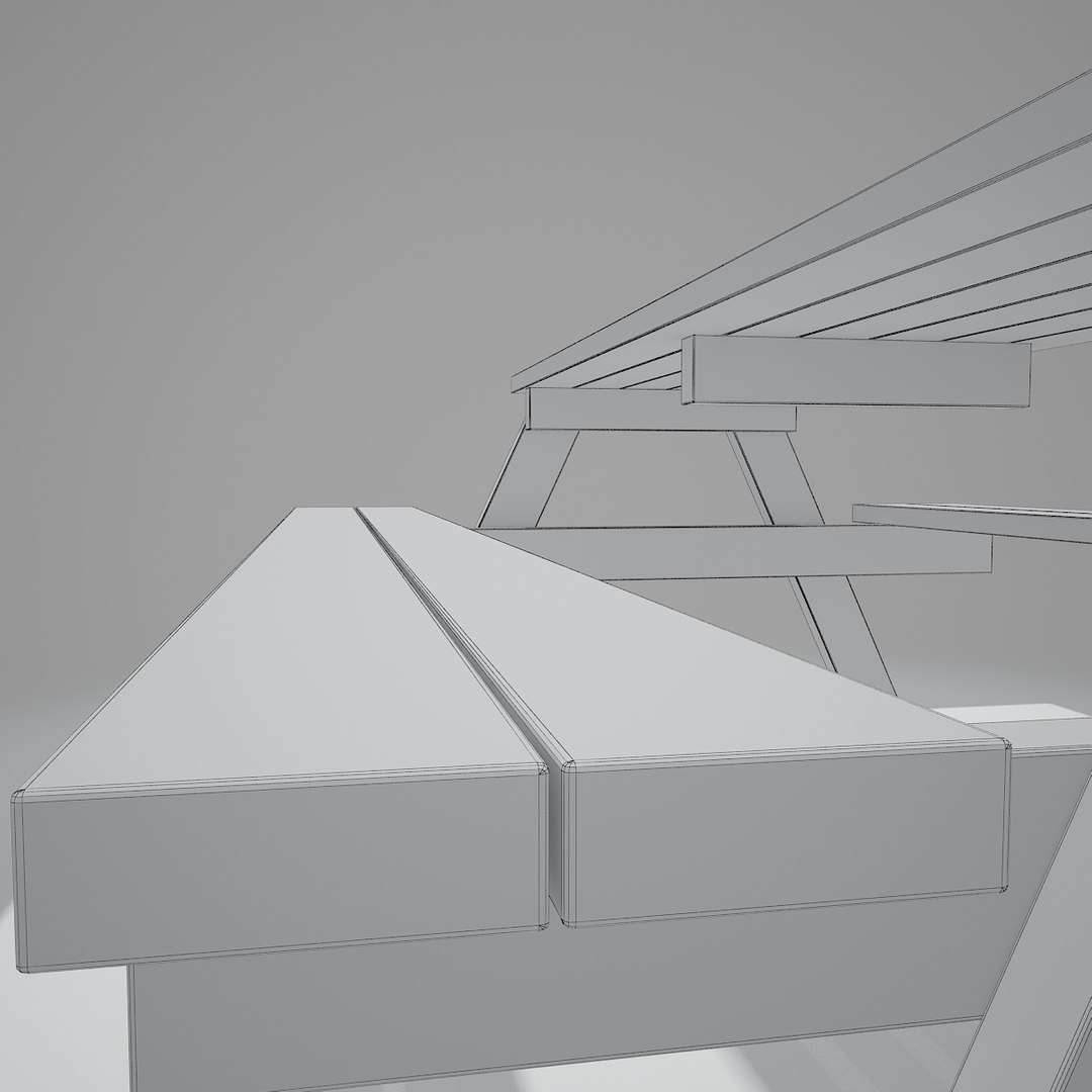3d v-ray bench table double model