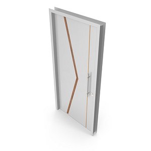 Modern Design White Metal Steel Door with Wooden Details model 3D model