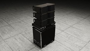 Hard Case and Line Array L-Acoustics Line Array KARA II Speakers 3D model