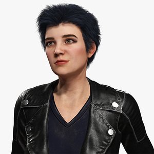 Realistic Girl Short Hair Character Urban Female Modern Streetwear Teen Girl 3D model