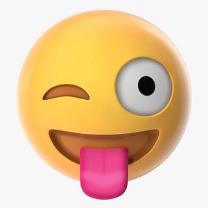 3D winking face tongue emoji