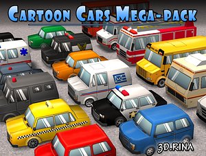 cartoon cars 3d model