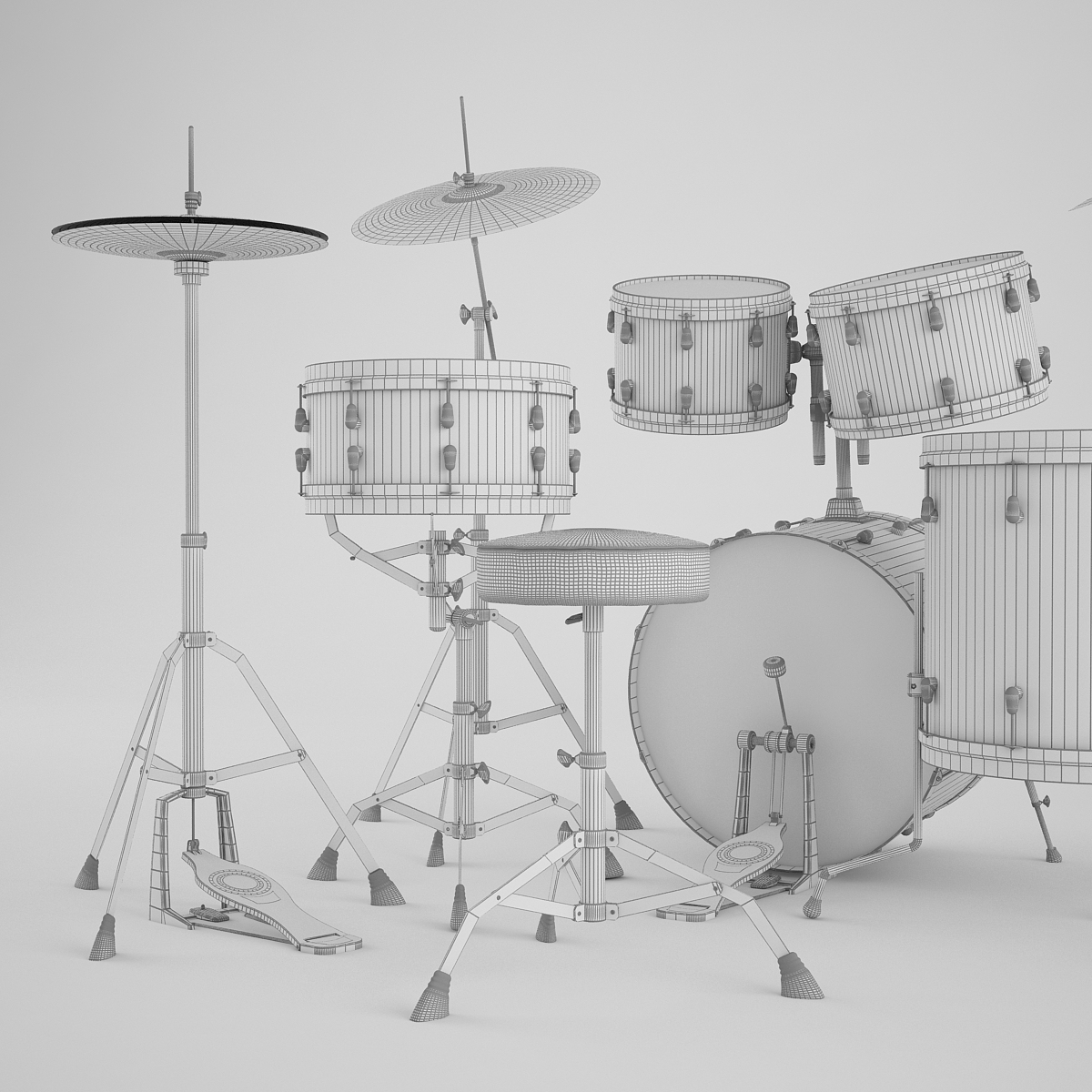 3d model yamaha drums set