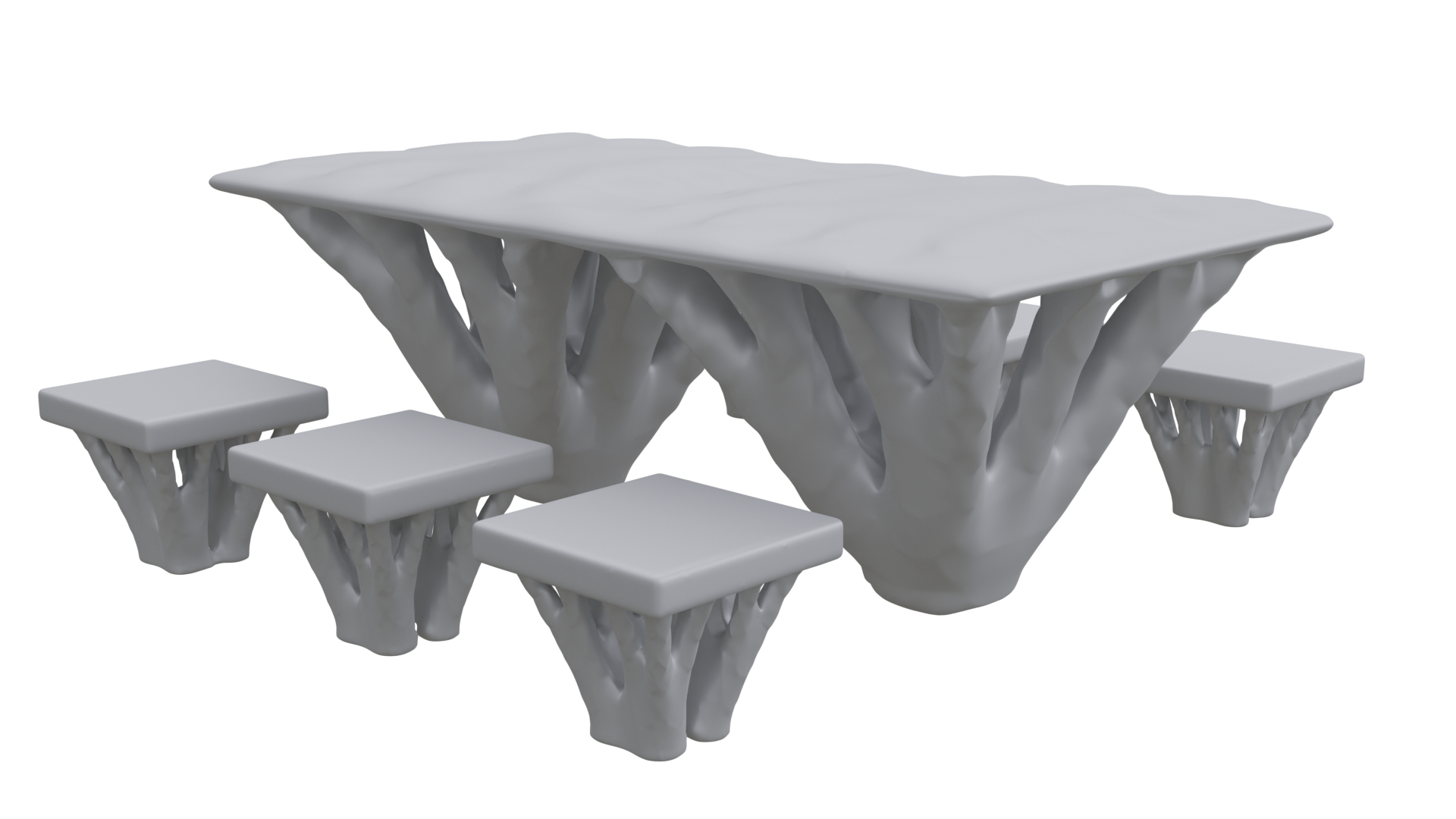 3d Model Organic Dinning Table Set - Turbosquid 2250931