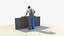 3D ANIMATED CONSTRUCTION WORKER USING SAW STANDING