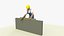 3D ANIMATED CONSTRUCTION WORKER USING SAW STANDING