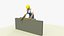 3D ANIMATED CONSTRUCTION WORKER USING SAW STANDING