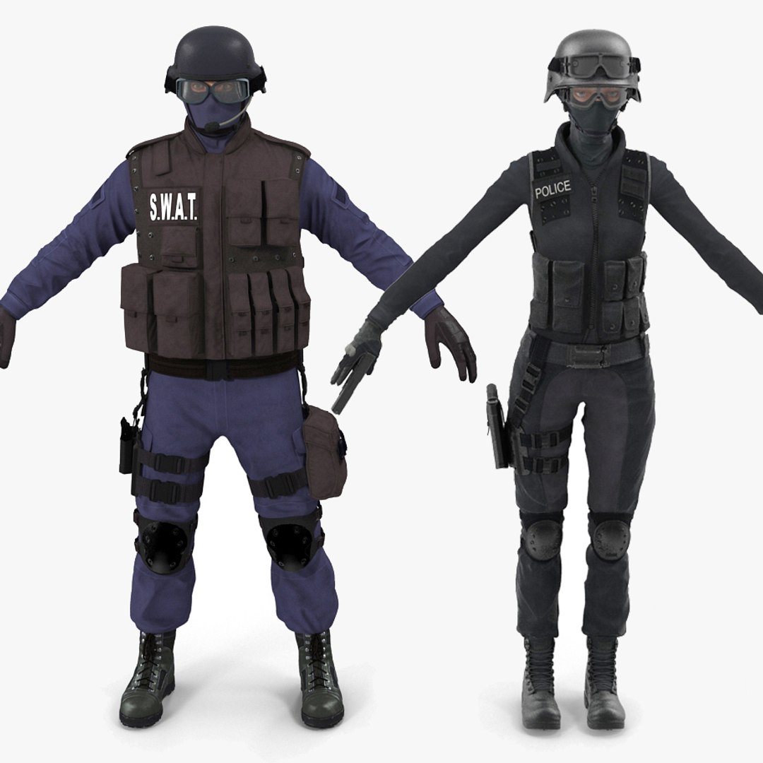 SWAT Policemans Rigged Collection for Maya 3D model preview