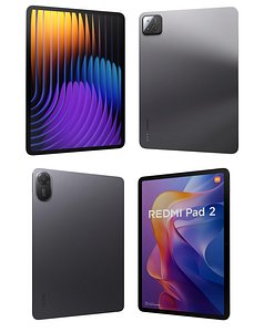 Xiaomi Redmi Pad 2 Black And Xiaomi Pad 7 Black 3D model