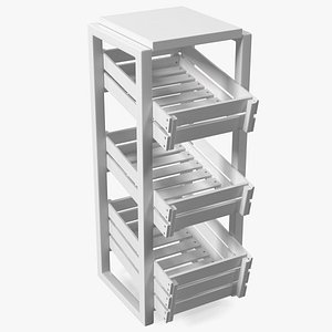 Wooden Vegetable Rack with Drawers White 3D model