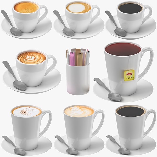 Hot Beverage Mugs Collection 3D