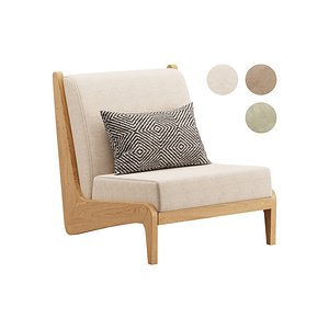 Art Deco White Foam Side Chair 3D model