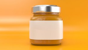 Orange Marmalade Jam in a Glass Jar 3D