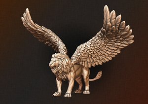 3D model Winged Lion Sculpture 3D print