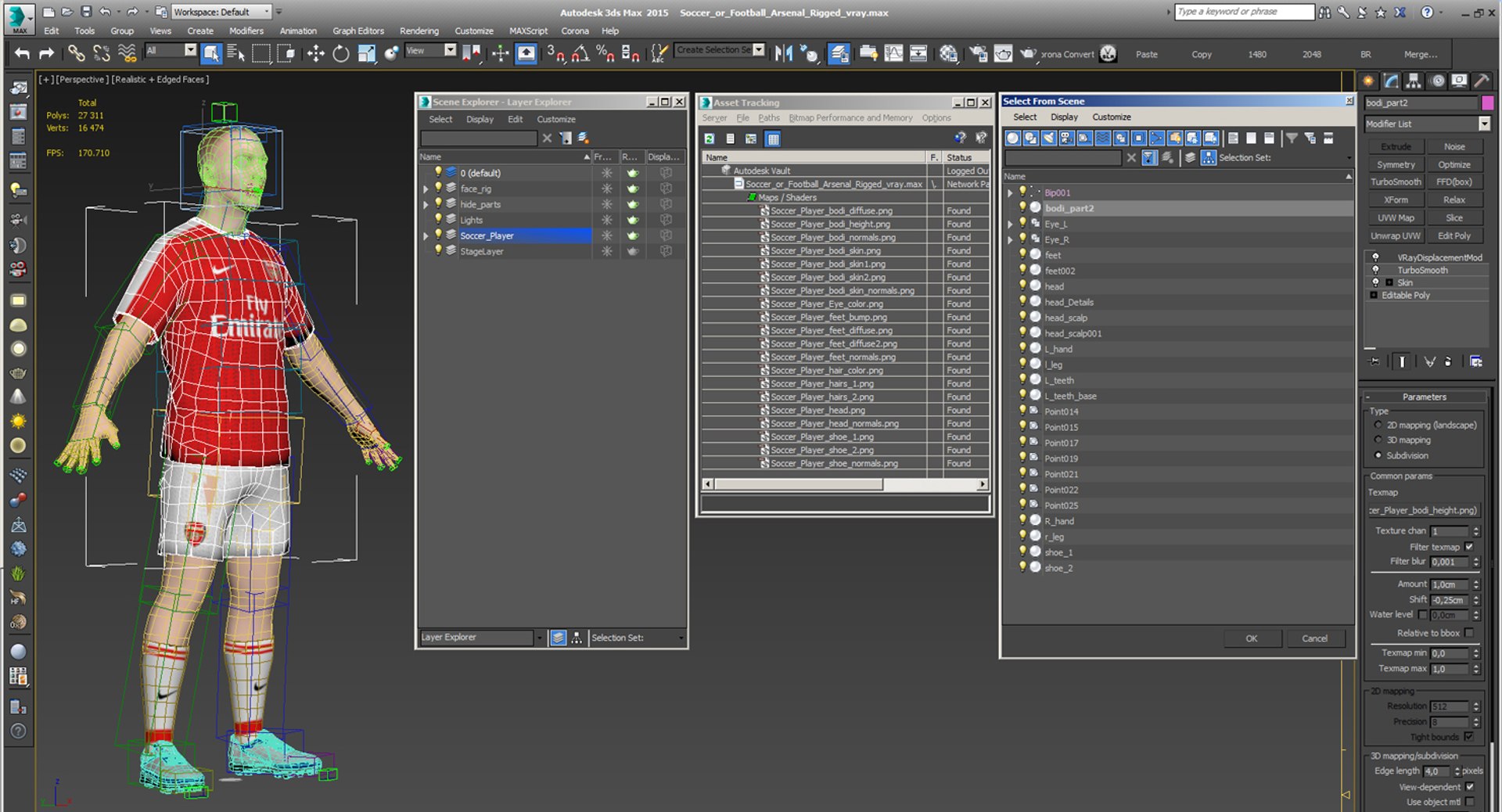 Soccer football player arsenal 3D model - TurboSquid 1313943