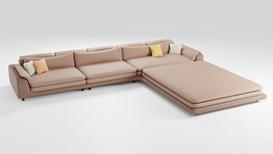 Elegantly designed fabric sofa in brown tones 3D model
